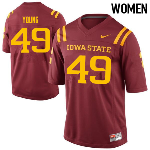 Women #49 Caleb Young Iowa State Cyclones College Football Jerseys Sale-Cardinal